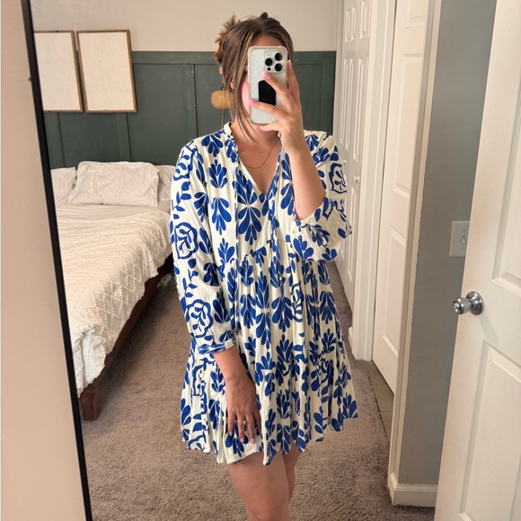 Boutique blue and white mini dress - Picture 1 of 6